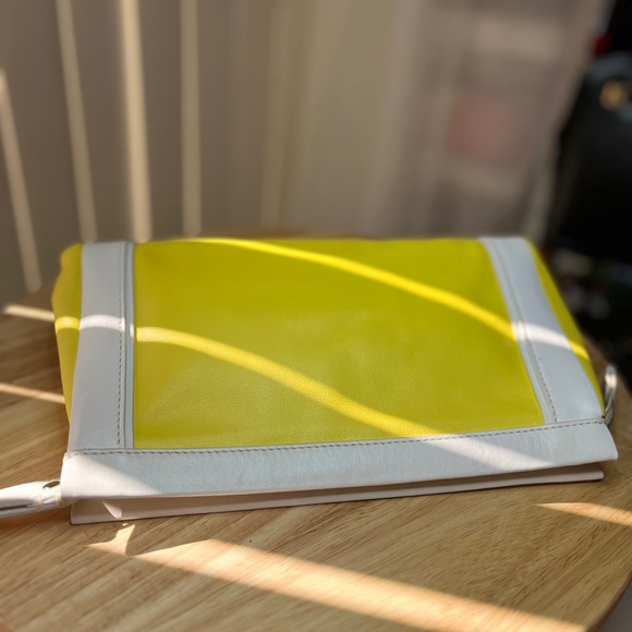 Kate Spade Yellow and White Wristlet Clutch Bag